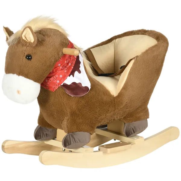 Plush Animal Rocking Horse with Sound and Pedals, Interactive Ride-on Toys for Toddlers 18-36 Months, Brown - product image 1
