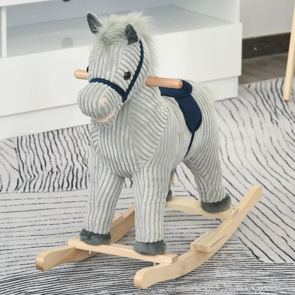 Plush Kids Rocking Horse with Sound for Ages 36 to 72 Months, Gray and White - product image 10