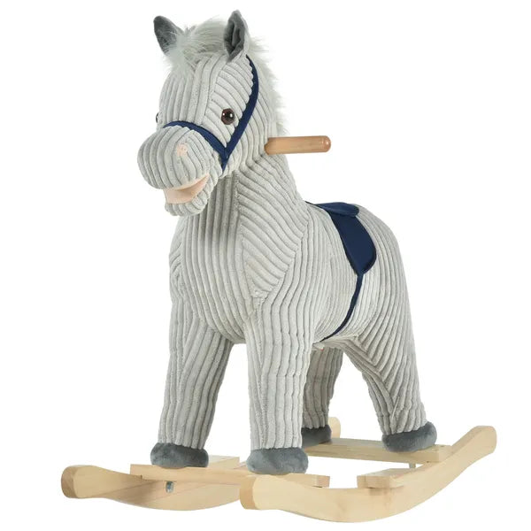 Plush Kids Rocking Horse with Sound for Ages 36 to 72 Months, Gray and White - product image 11
