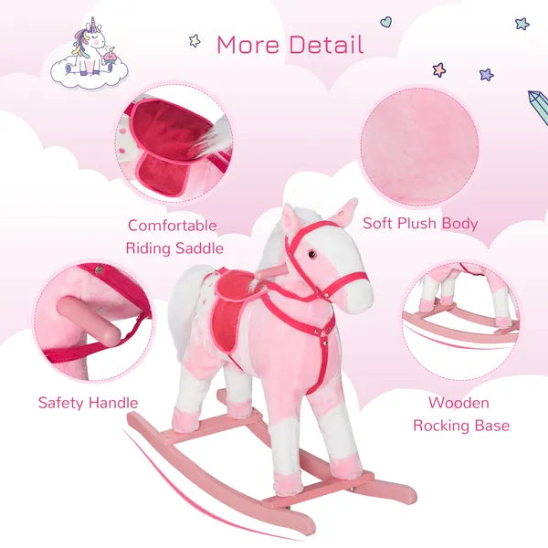 Plush Rocking Horse with Realistic Sounds Pink for Ages 3+ - product image 7