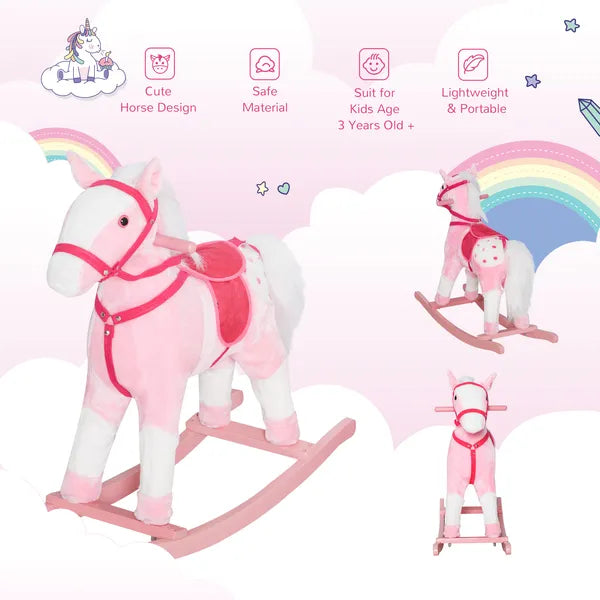 Plush Rocking Horse with Realistic Sounds Pink for Ages 3+ - product image 4