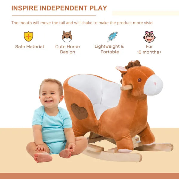 Plush Rocking Horse with Music for Ages 1 to 3 Years, Brown and White - product image 4