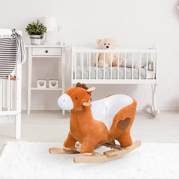 Plush Rocking Horse with Music for Ages 1 to 3 Years, Brown and White - product image 10