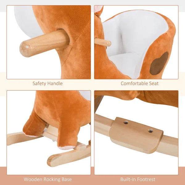 Plush Rocking Horse with Music for Ages 1 to 3 Years, Brown and White - product image 5