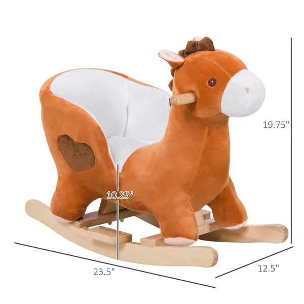 Plush Rocking Horse with Music for Ages 1 to 3 Years, Brown and White - product image 3