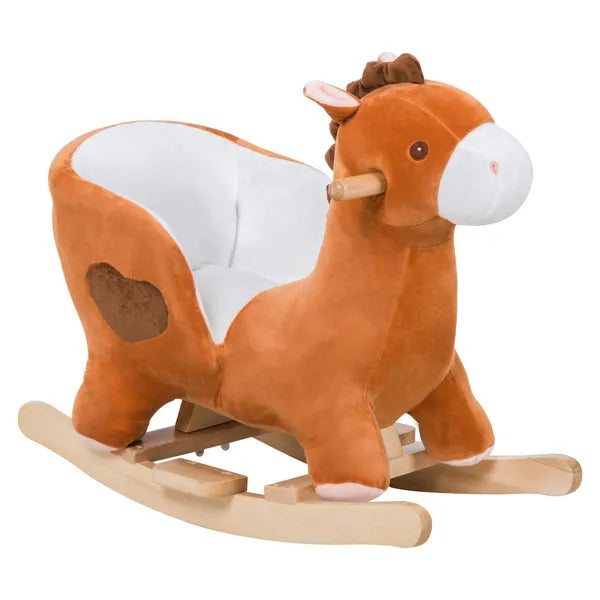 Plush Rocking Horse with Music for Ages 1 to 3 Years, Brown and White - product image 1