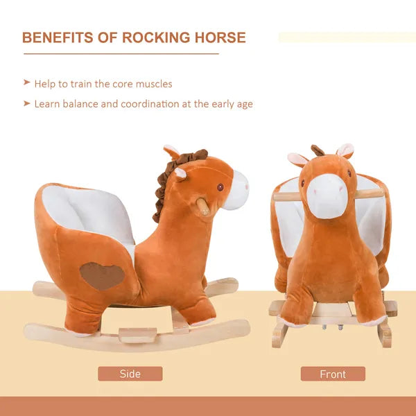 Plush Rocking Horse with Music for Ages 1 to 3 Years, Brown and White - product image 7
