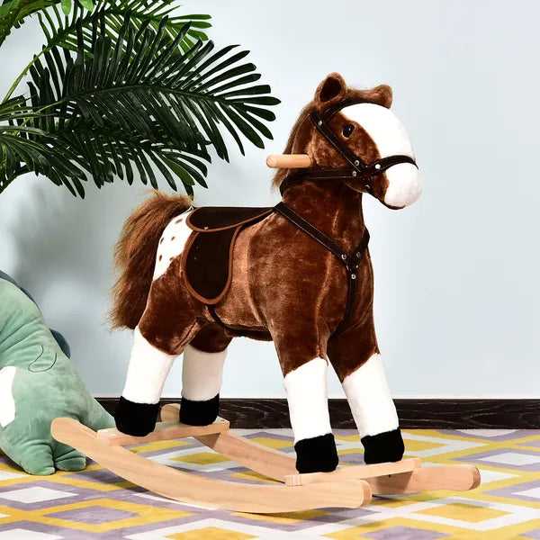 Plush Rocking Horse for Kids, Brown, Realistic Sounds, Ride-On Toy for Children 3+ - product image 10