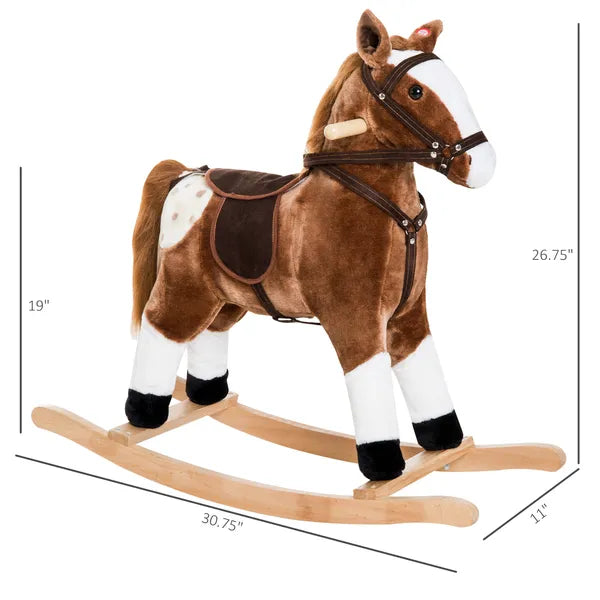 Plush Rocking Horse for Kids, Brown, Realistic Sounds, Ride-On Toy for Children 3+ - product image 3