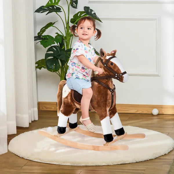 Plush Rocking Horse for Kids, Brown, Realistic Sounds, Ride-On Toy for Children 3+ - product image 2