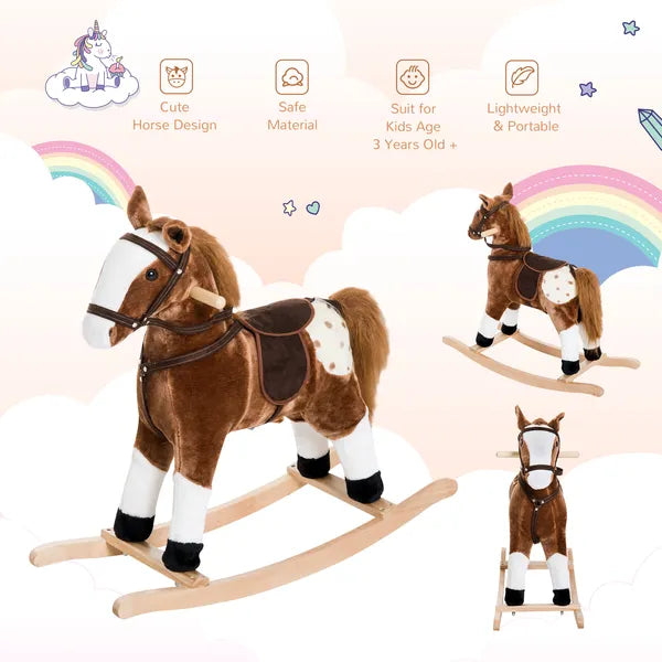 Plush Rocking Horse for Kids, Brown, Realistic Sounds, Ride-On Toy for Children 3+ - product image 4