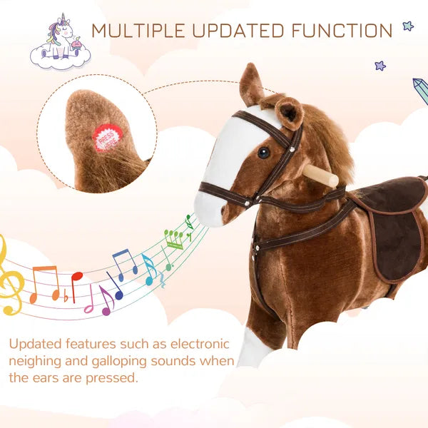 Plush Rocking Horse for Kids, Brown, Realistic Sounds, Ride-On Toy for Children 3+ - product image 5