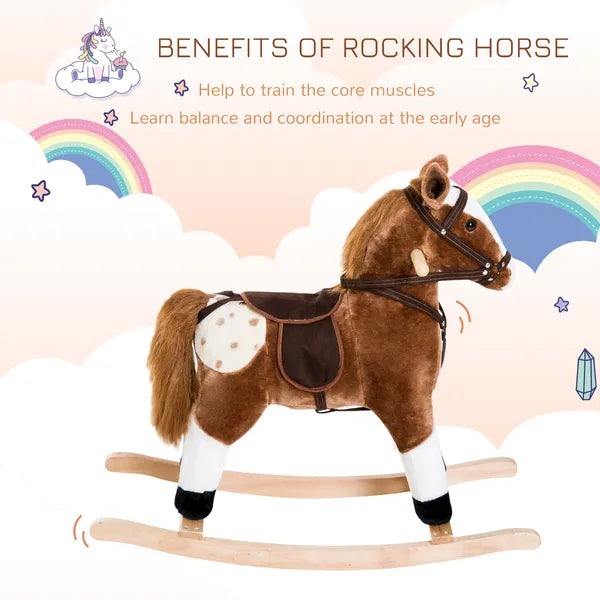 Plush Rocking Horse for Kids, Brown, Realistic Sounds, Ride-On Toy for Children 3+ - product image 6