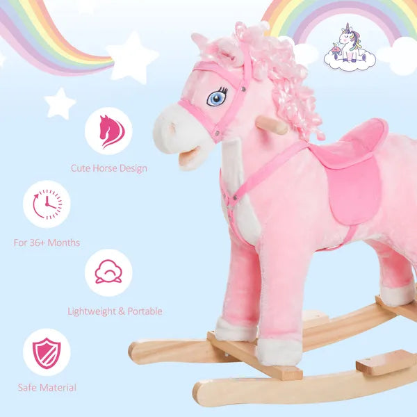 Plush Rocking Horse, Realistic Sounds, Swinging Tail, Pink - product image 6