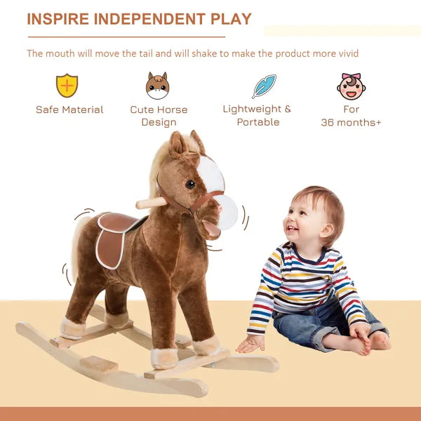 Plush Rocking Horse with Realistic Sounds for Kids Age 3 Years, Brown - product image 4