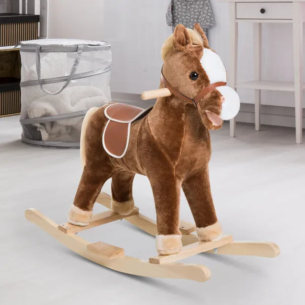 Plush Rocking Horse with Realistic Sounds for Kids Age 3 Years, Brown - product image 2