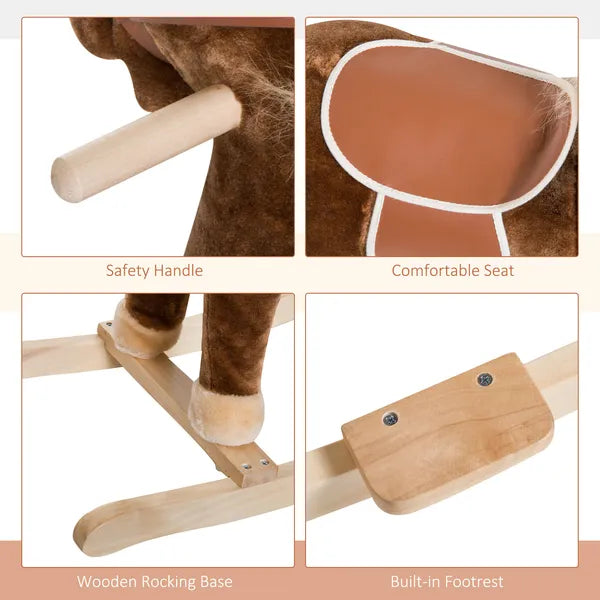 Plush Rocking Horse with Realistic Sounds for Kids Age 3 Years, Brown - product image 7