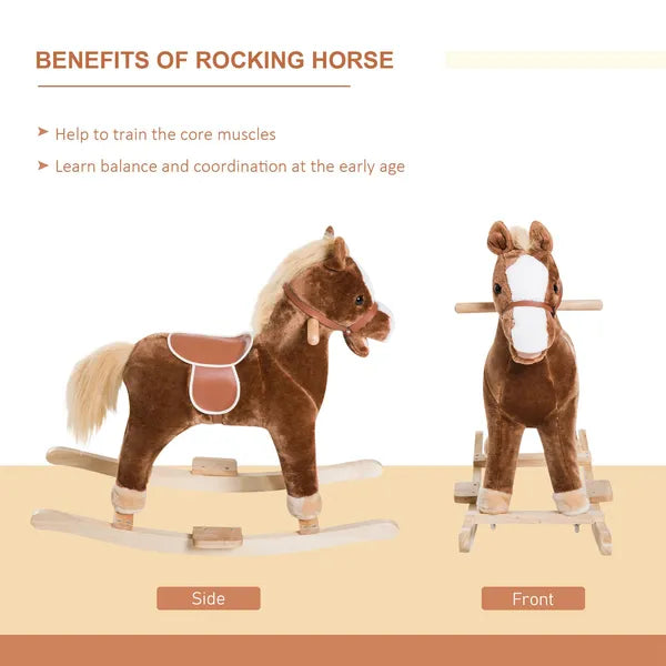 Plush Rocking Horse with Realistic Sounds for Kids Age 3 Years, Brown - product image 6
