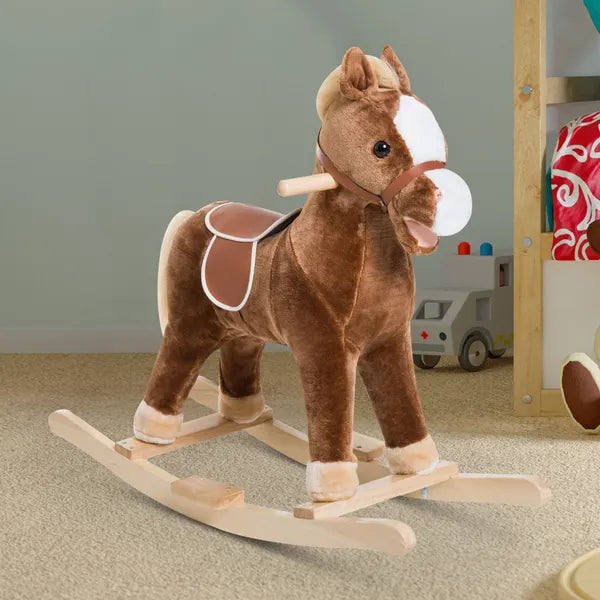 Plush Rocking Horse with Realistic Sounds for Kids Age 3 Years, Brown - product image 10