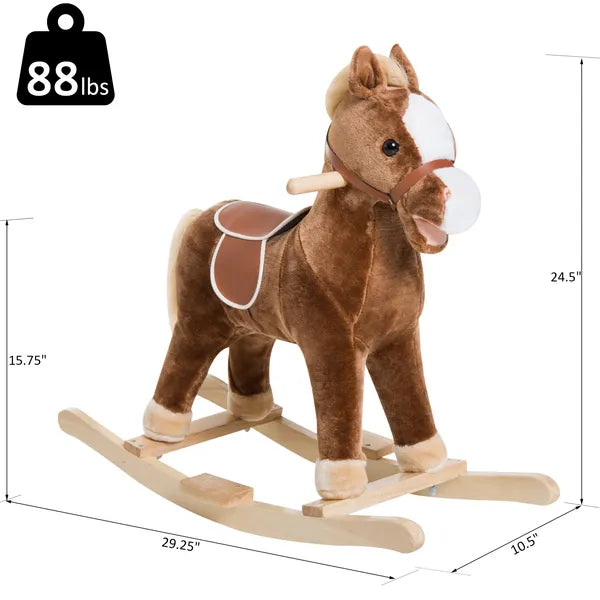 Plush Rocking Horse with Realistic Sounds for Kids Age 3 Years, Brown - product image 3