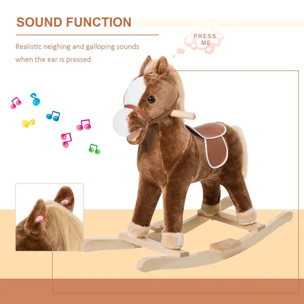 Plush Rocking Horse with Realistic Sounds for Kids Age 3 Years, Brown - product image 5