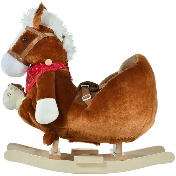 Qaba Plush Rocking Horse Toy, Kids Ride On Horse Toy with Fun Song Music, Rocking Pony Toy for Children 18-36 Months, Boys Girls Gift, Brown - product image 8