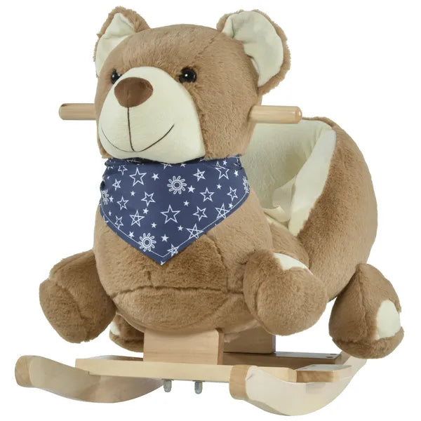 Qaba Plush Rocking Horse with Music, Kids Ride-On Rocker Toy, Soft and Fun Rocking Animal, 18-36 Months, Brown Bear - product image 11