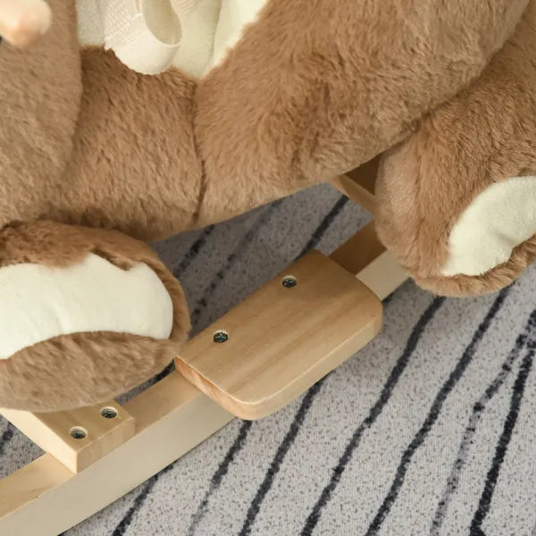 Qaba Plush Rocking Horse with Music, Kids Ride-On Rocker Toy, Soft and Fun Rocking Animal, 18-36 Months, Brown Bear - product image 8