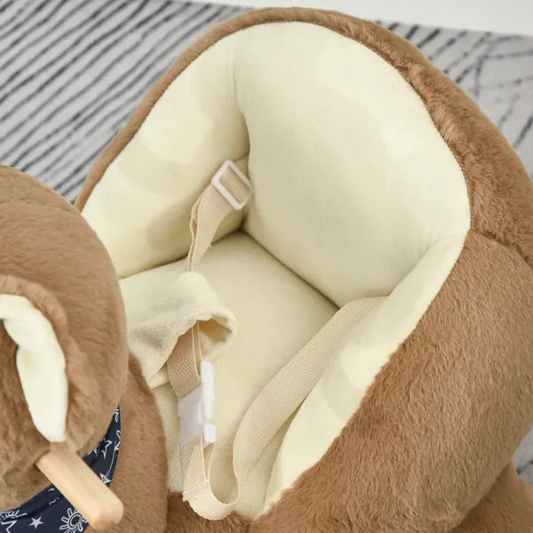 Qaba Plush Rocking Horse with Music, Kids Ride-On Rocker Toy, Soft and Fun Rocking Animal, 18-36 Months, Brown Bear - product image 9