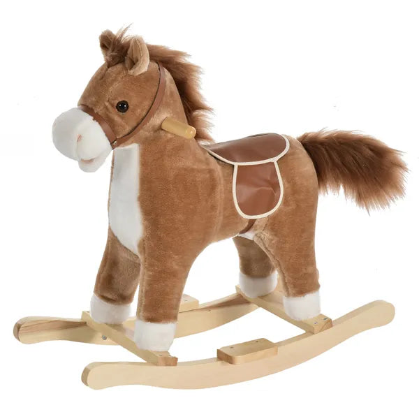 Qaba Plush Rocking Horse with Sounds, Wooden Rockers and Base for Toddlers 36-72 Months, Cozy Toddler Rocking Chair - product image 11