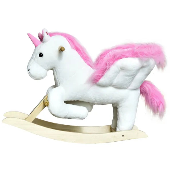 Plush Rocking Unicorn, Wooden Ride-On Chair, Lullaby Song, 18-36 Months, White and Pink, for Babies - product image 11