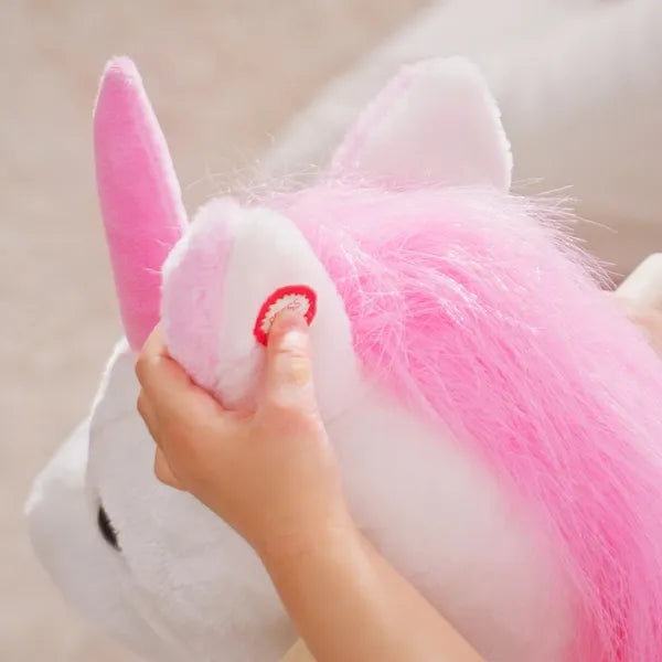 Plush Rocking Unicorn, Wooden Ride-On Chair, Lullaby Song, 18-36 Months, White and Pink, for Babies - product image 8