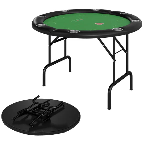 Poker Table Foldable 47" Round Casino Folding Game Table for 8 Players with Cup Holders, Green - product image 11