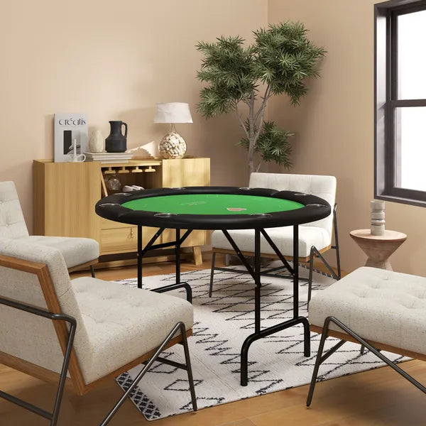 Poker Table Foldable 47" Round Casino Folding Game Table for 8 Players with Cup Holders, Green - product image 9