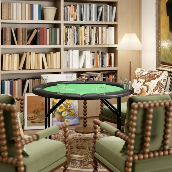 Poker Table Foldable 47" Round Casino Folding Game Table for 8 Players with Cup Holders, Green - product image 8