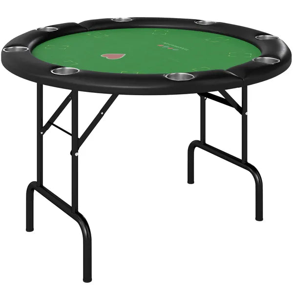 Poker Table Foldable 47" Round Casino Folding Game Table for 8 Players with Cup Holders, Green - product image 1