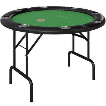 Poker Table Foldable 47" Round Casino Folding Game Table for 8 Players with Cup Holders, Green - product image 1