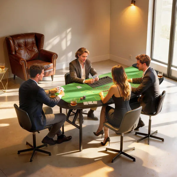 Soozier Poker Table Foldable, 72" Portable Casino Blackjack Table for 8 Players with Felt Surface, Cup Holders, Green - product image 2