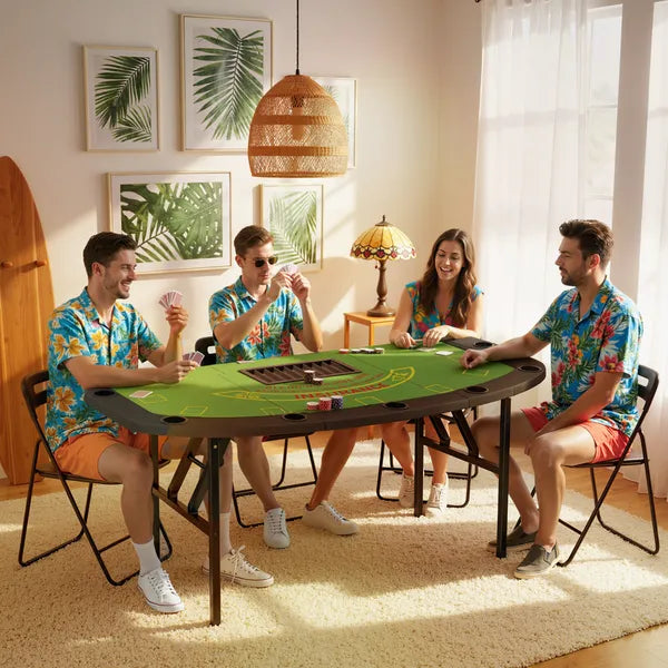 Soozier Poker Table Foldable, 72" Portable Casino Blackjack Table for 8 Players with Felt Surface, Cup Holders, Green - product image 8