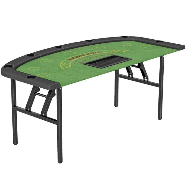 Soozier Poker Table Foldable, 72" Portable Casino Blackjack Table for 8 Players with Felt Surface, Cup Holders, Green - product image 11