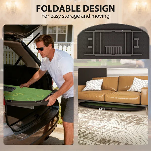 Soozier Poker Table Foldable, 72" Portable Casino Blackjack Table for 8 Players with Felt Surface, Cup Holders, Green - product image 4