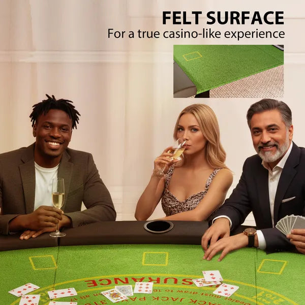 Soozier Poker Table Foldable, 72" Portable Casino Blackjack Table for 8 Players with Felt Surface, Cup Holders, Green - product image 6