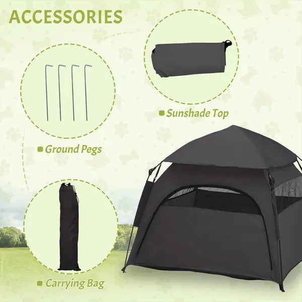 PawHut Pop Up Dog Tent for Extra Large and Large Dogs with Carry Bag, for Beach, Backyard, Home, Dark Gray - product image 7