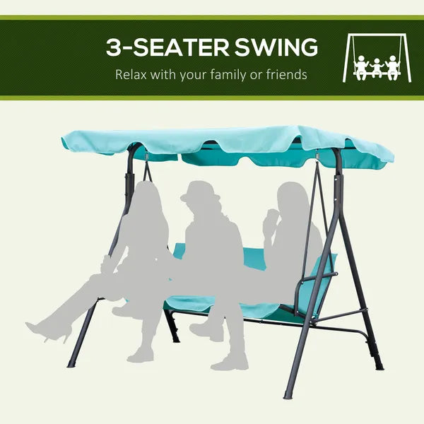 Outsunny Porch Swing Chair 3-Person with Adjustable Canopy Green Steel Frame for Patio - product image 6