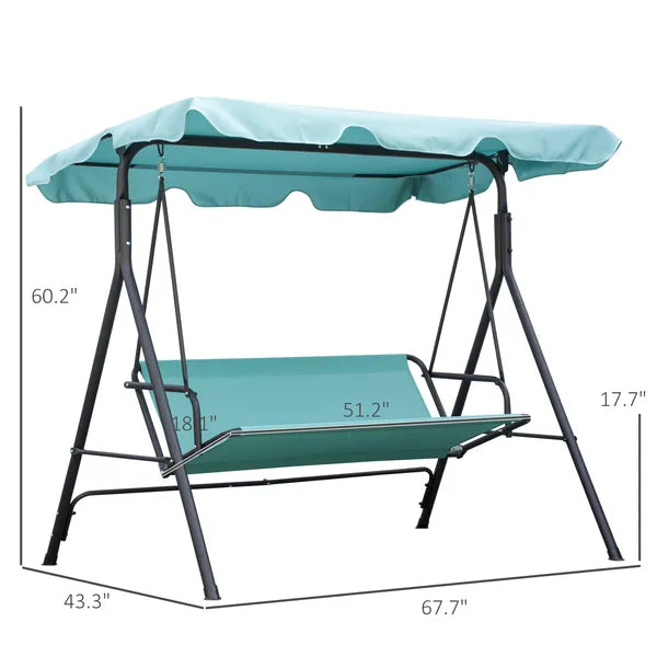 Outsunny Porch Swing Chair 3-Person with Adjustable Canopy Green Steel Frame for Patio - product image 3