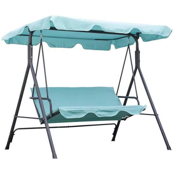 Outsunny Porch Swing Chair 3-Person with Adjustable Canopy Green Steel Frame for Patio - product image 11