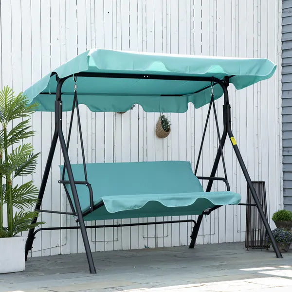Outsunny Porch Swing Chair 3-Person with Adjustable Canopy Green Steel Frame for Patio - product image 2