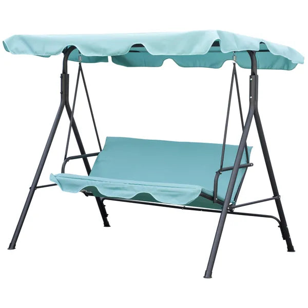 Outsunny Porch Swing Chair 3-Person with Adjustable Canopy Green Steel Frame for Patio - product image 1