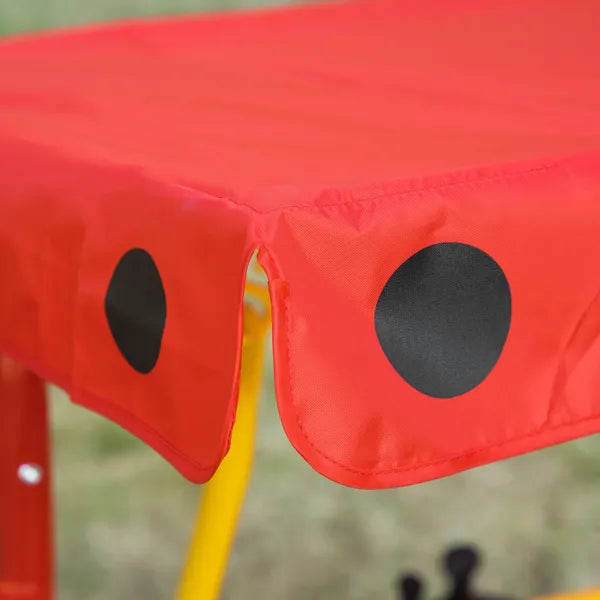 Kids Porch Swing with Adjustable Canopy and Seat Belts, Ladybug Pattern, Red - product image 9