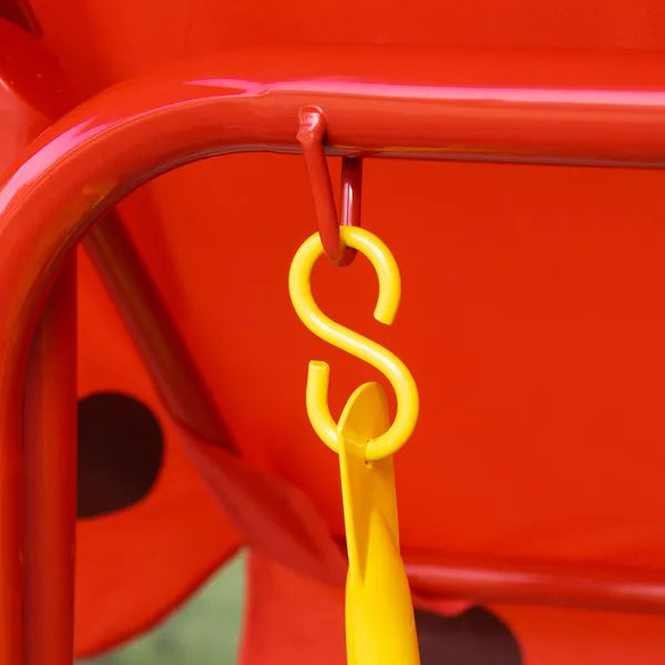 Kids Porch Swing with Adjustable Canopy and Seat Belts, Ladybug Pattern, Red - product image 8